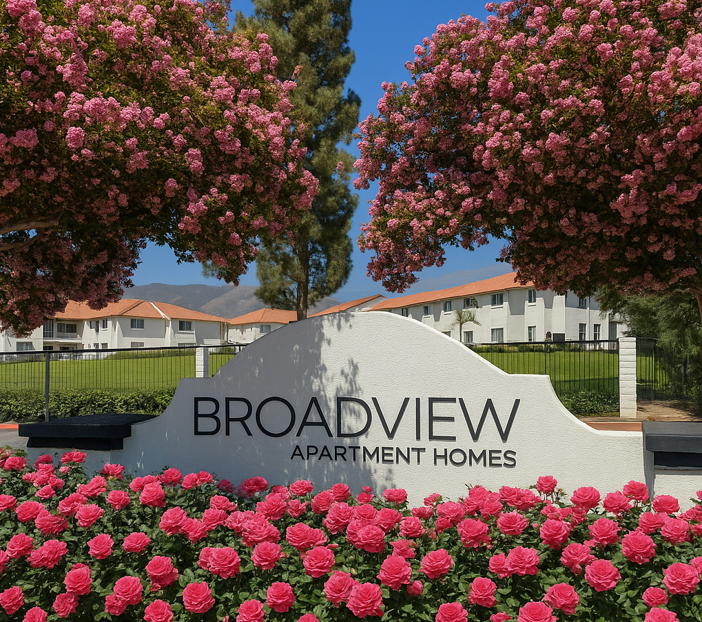 Property Signage at Broadview Apartments, San Bernardino