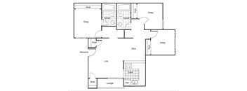 Floor Plan Everest 3 Bedroom 2 Bath at Sixteen60 Apartment Homes, California, 92407