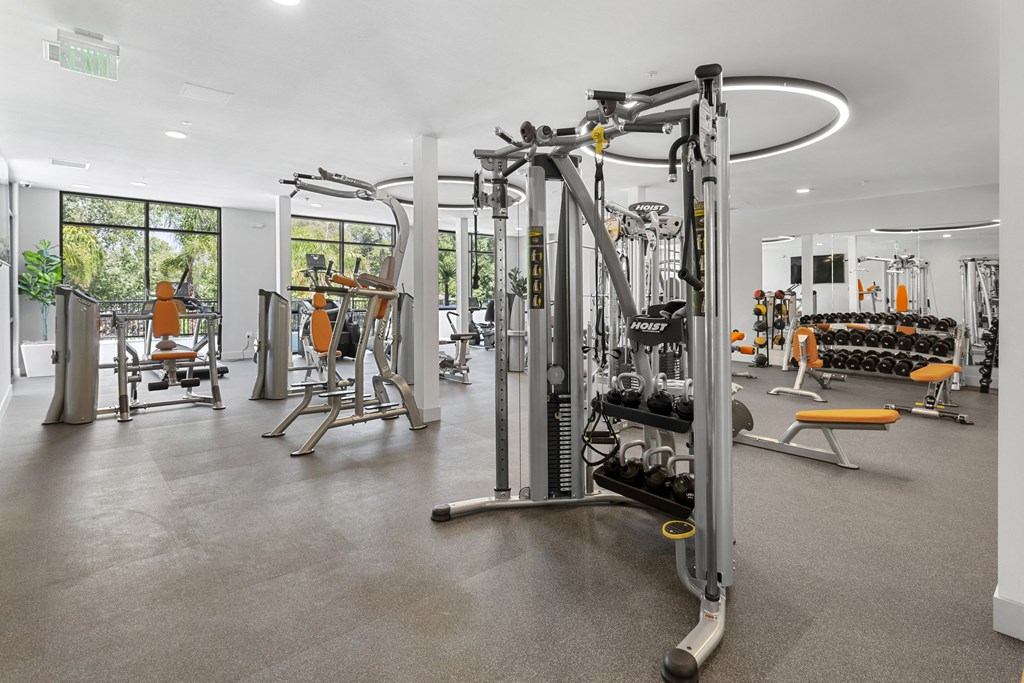 the gym at The Venue at Orange Apartments, California, 92373