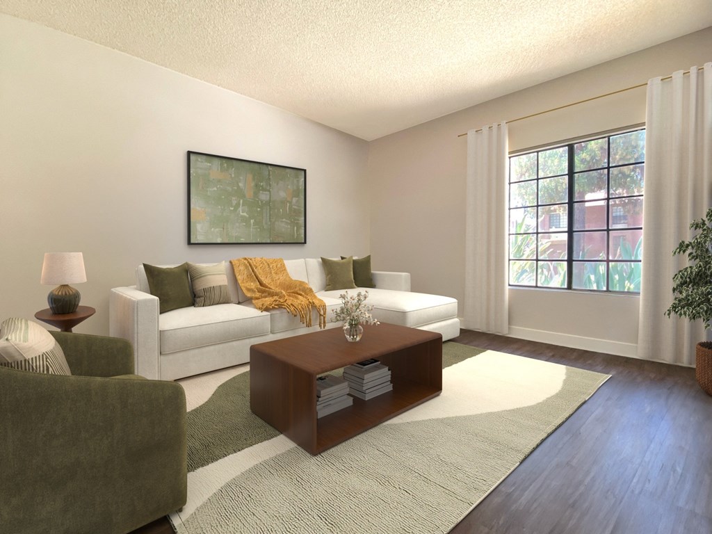 a living room with a couch and a coffee table at Summer Meadows, Riverside, CA, 92507