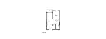 A floor plan of a unit labeled "Unit 1A-0" with a living room, kitchen, and two bedrooms.