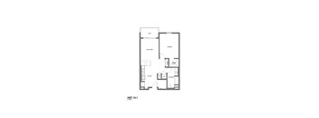 A black and white image of a floor plan for a unit labeled 1A-1.