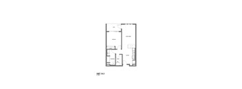 A black and white image of a floor plan for a unit labeled 1A-3.