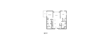 A black and white image of a floor plan for a unit labeled