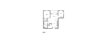 A black and white image of a floor plan for Unit 2C.