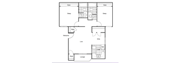 Floor Plan Sierra 2 Bedroom 2 Bath at Sixteen60 Apartment Homes, San Bernardino, CA, 92407