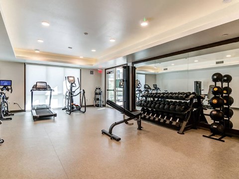 Fitness center with cardio equipment at Haven at La Mesa Apartments, La Mesa, California