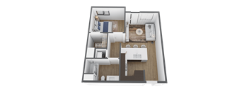 1 bed 1 bath floor plan A at The Max on Jefferson Apartments, Murrieta, CA, 92562