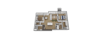 2 bed 2 bath floor plan C at The Max on Jefferson Apartments, California