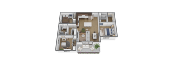 3 bed 2 bath floor plan at The Max on Jefferson Apartments, California, 92562