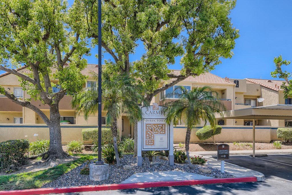 Call box entry drive way at Carmel at the Colony, California, 91761