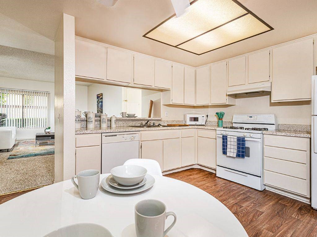 Gourmet kitchen with gas range at Summer Meadows, Riverside, CA, 92507