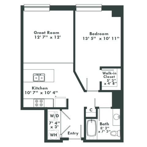 a floor plan of a bedroom apartment