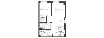 a floor plan of a bedroom apartment