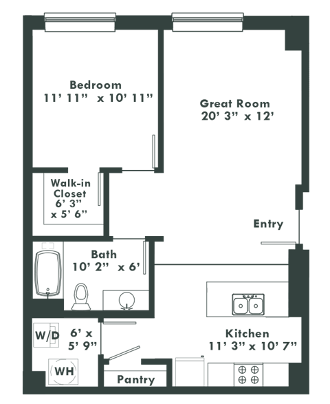 a floor plan of a bedroom apartment