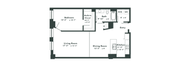 a floor plan of a home with a large living room and a dining room