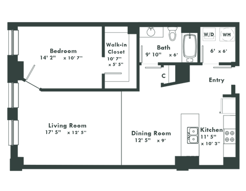 a floor plan of a home with a large living room and a dining room