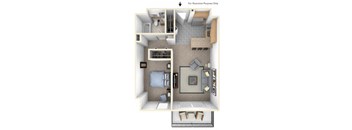 Image of 600 sq ft one bedroom apartment