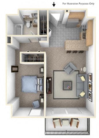 Image of 600 sq ft one bedroom apartment