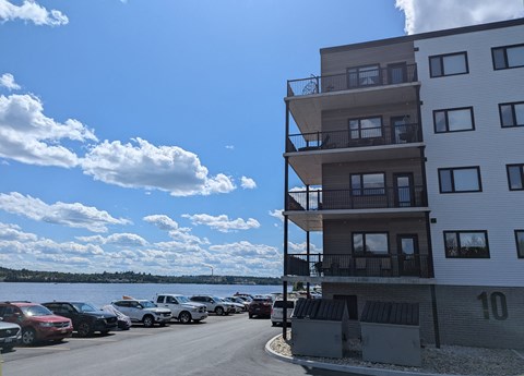 Vista Miramichi building with riverfront access