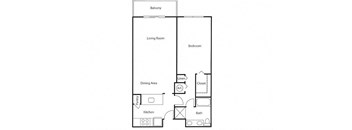 1 Bedroom Floorplan with 850 square feet at Hampton Apartments in Clearwater, FL 33759