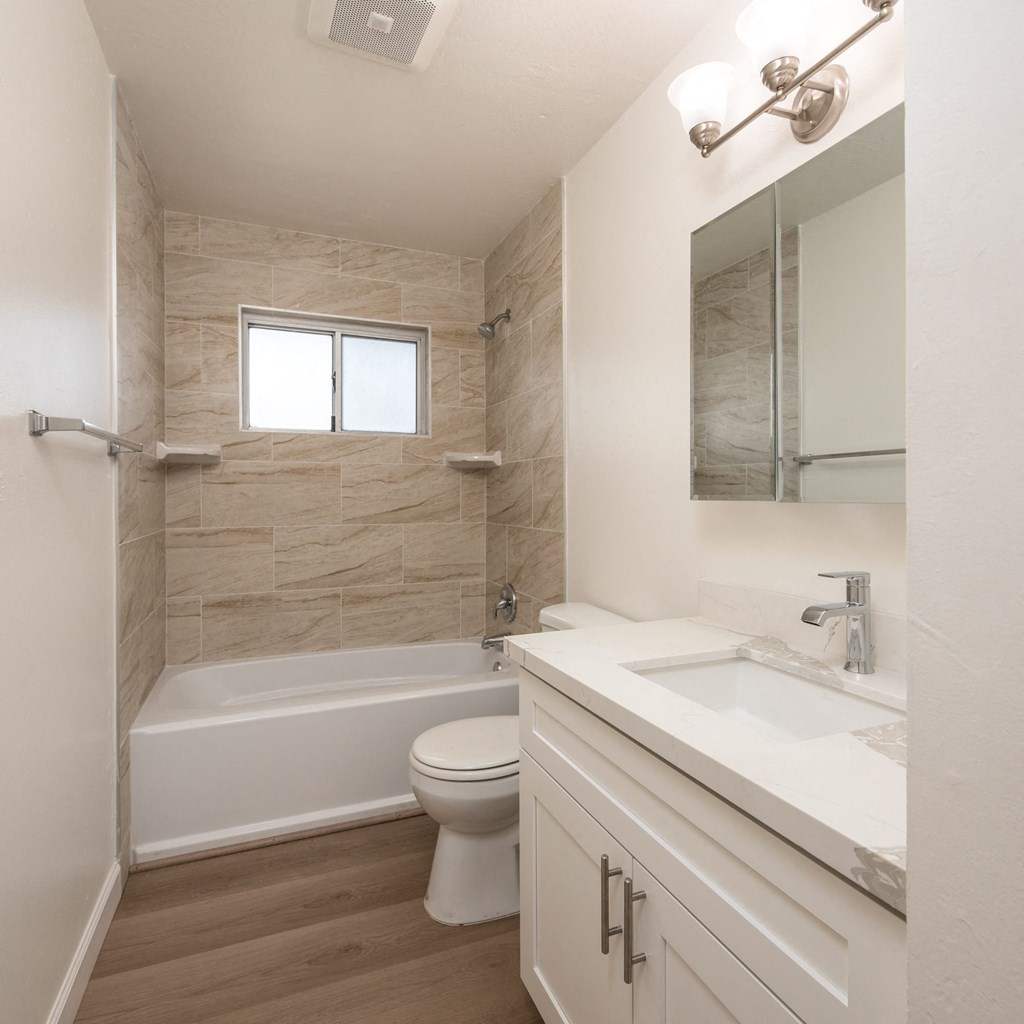 Bathroom of an Upstairs 2 BRM Apartment with Upgraded Amenities