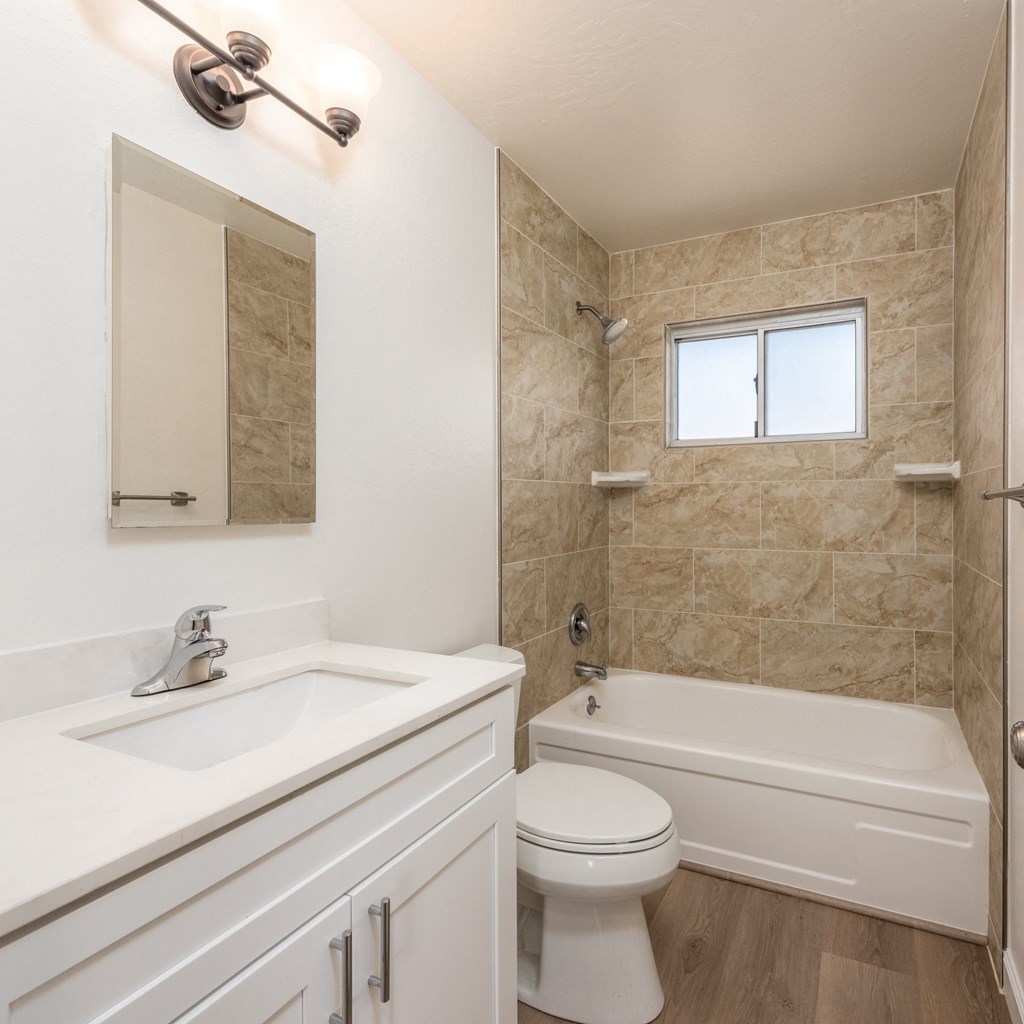 Bathroom of an Upstairs 1 BRM Apartment with Upgraded Amenities