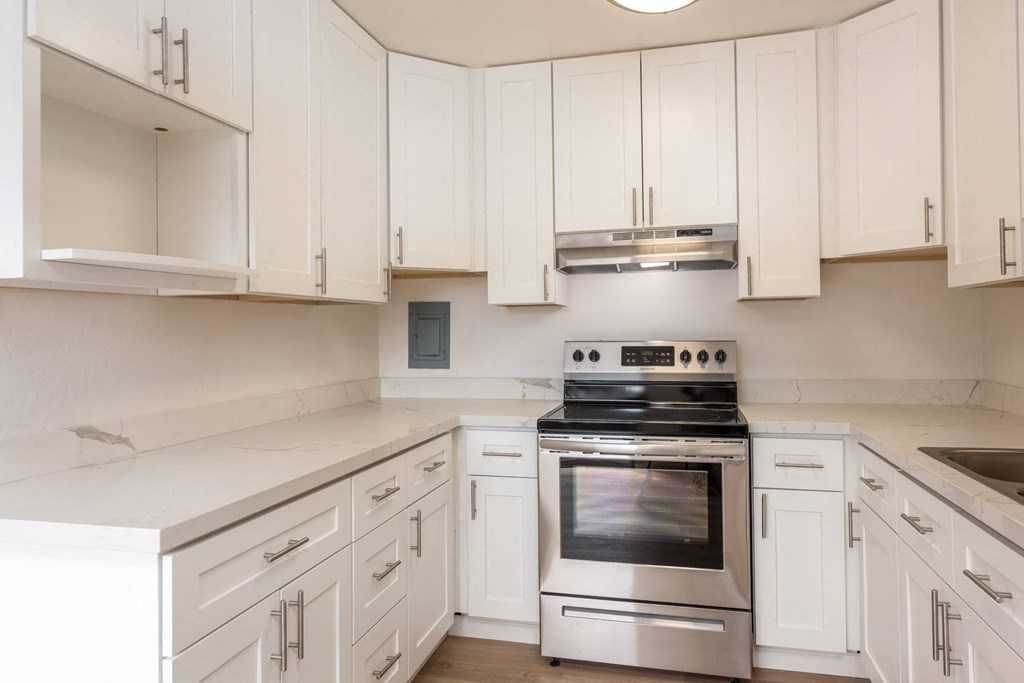 Kitchen of an Upstairs 1 BRM Apartment with Upgraded Amenities