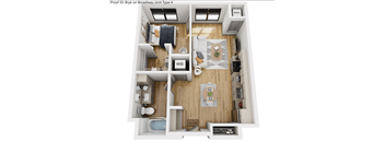 A floor plan of a 4-bedroom apartment.