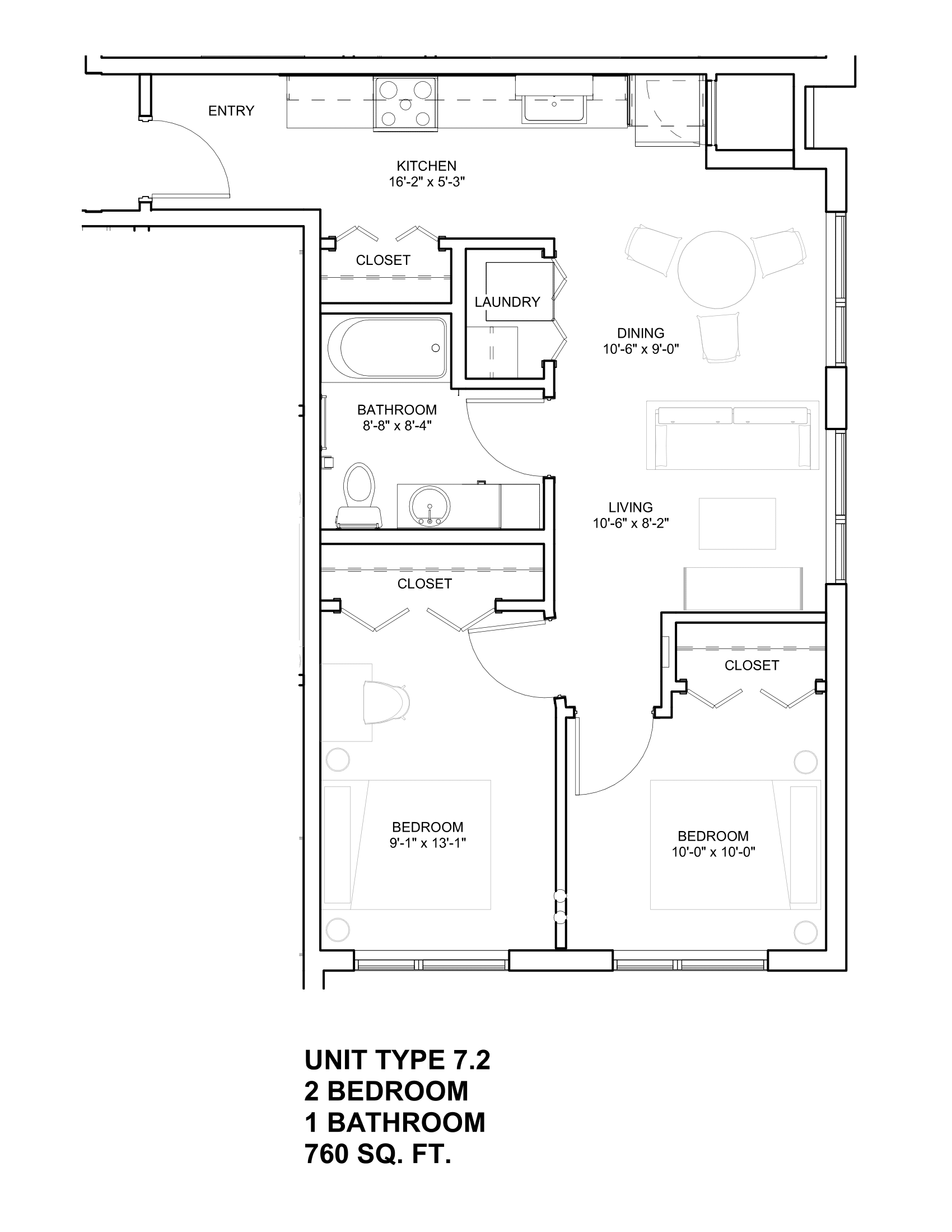 2 Bed 1 Bath