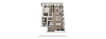 1 bed 1 bath floor plan J at 1400 Russell Apartments, Missouri, 63104