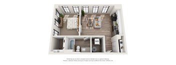 1 bed 1 bath floor plan L at 1400 Russell Apartments, Saint Louis, MO