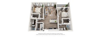 2 bed 2 bath floor planat 1400 Russell Apartments, Missouri, 63104