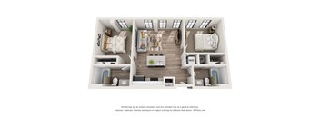 2 bed 2 bath floor plan A at 1400 Russell Apartments, Saint Louis, MO, 63104