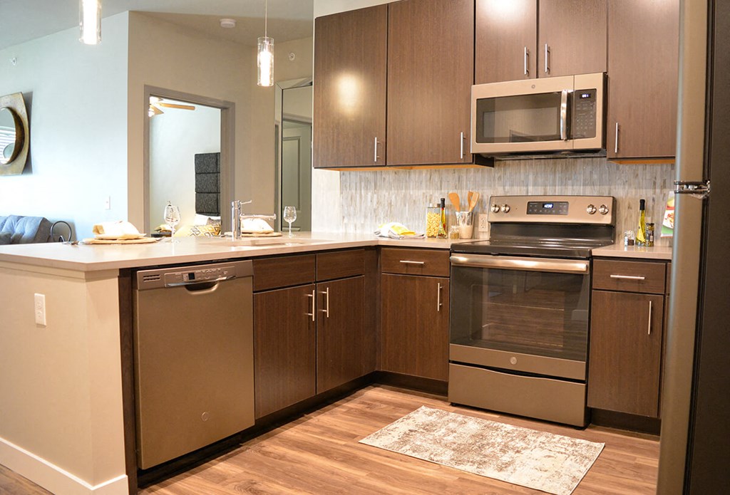 Kitchen with cabinets at 5300 Centre, St. Peters, MO, 63376