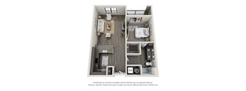 1 bed 1 bath floor plan D at 5300 Centre, St. Peters, Missouri