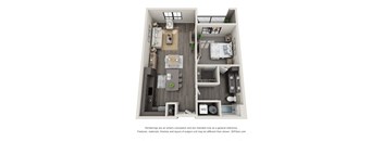 1 bed 1 bath floor plan F at 5300 Centre, Missouri