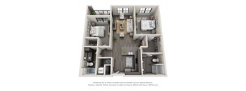 2 bed 2 bath floor plan at 5300 Centre, St. Peters, Missouri