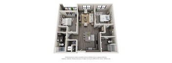 2 bed 2 bath floor plan Aat 5300 Centre, Missouri