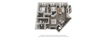2 bed 2 bath floor plan J at 5300 Centre, St. Peters, MO, 63376