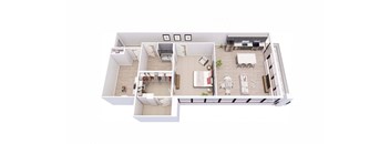 1 bed 1 bath 1B2 Floor Plan at Tesson Ridge, Saint Louis, 63128