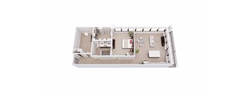 1 bed 1 bath 1B5 Floor Plan at Tesson Ridge, Missouri, 63128