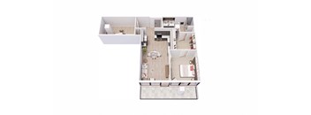 1 bed 1 bath 1G Floor Plan at Tesson Ridge, Missouri
