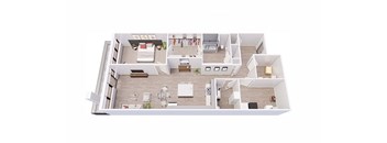 1 bed 1.5 bath 1A2 Floor Plan at Tesson Ridge, Saint Louis, 63128