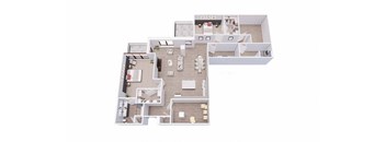 2 bed 2 bath 2B1 Floor Plan at Tesson Ridge, Missouri, 63128