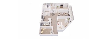 2 bed 2 bath 2I Floor Plan at Tesson Ridge, Saint Louis, 63128