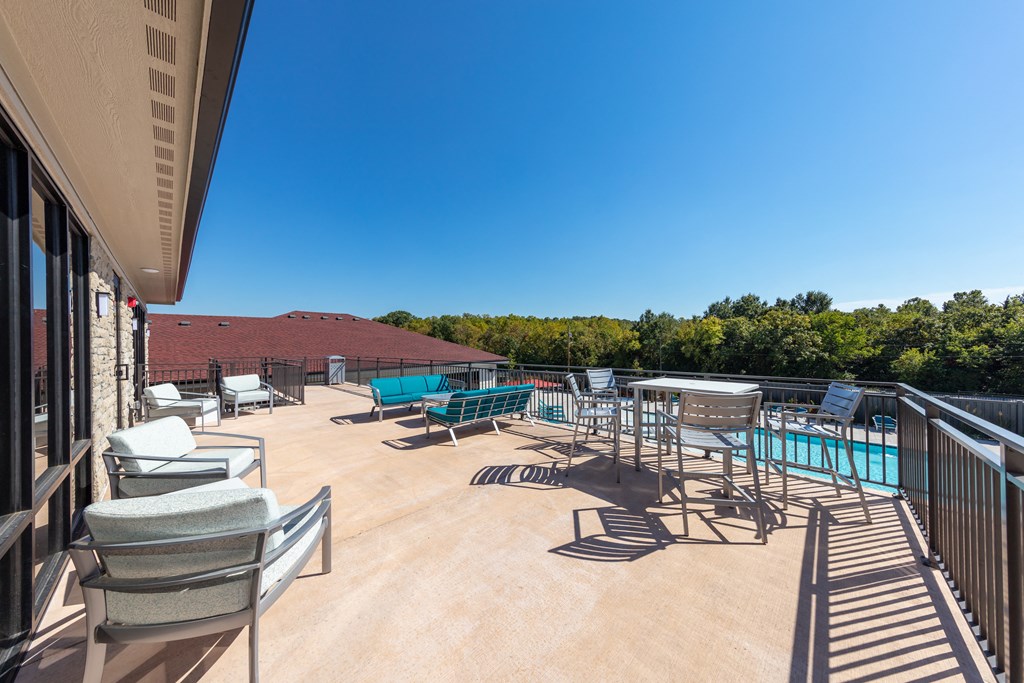 Pool view patio at Trinity Woods, Independence, 64015