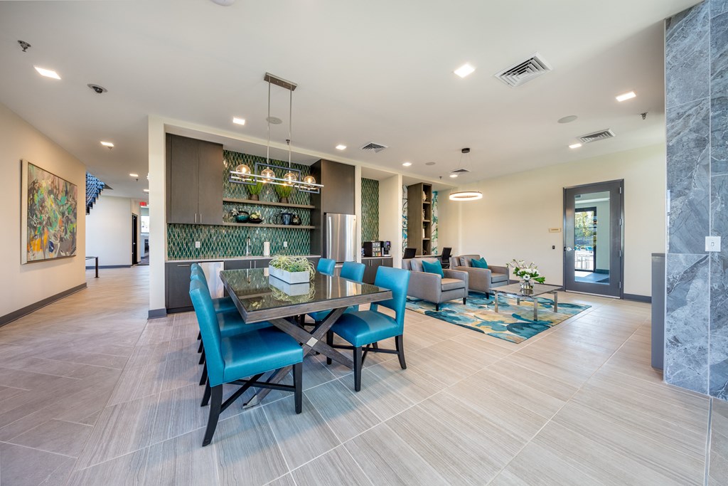 Clubhouse lobby area couch at Trinity Woods, Missouri, 64015