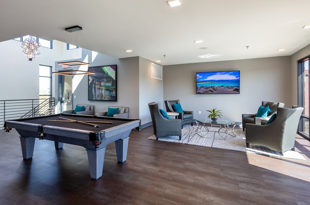 Clubhouse game room at Trinity Woods, Independence, 64015