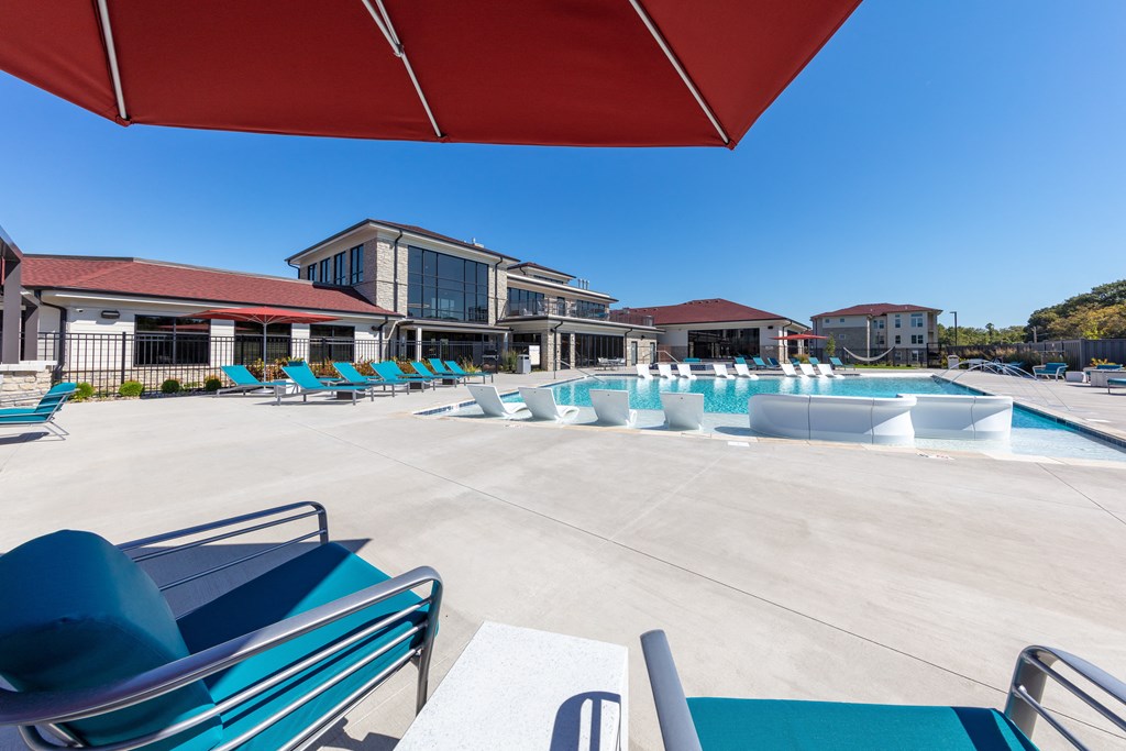 Pool side patio at Trinity Woods, Missouri, 64015